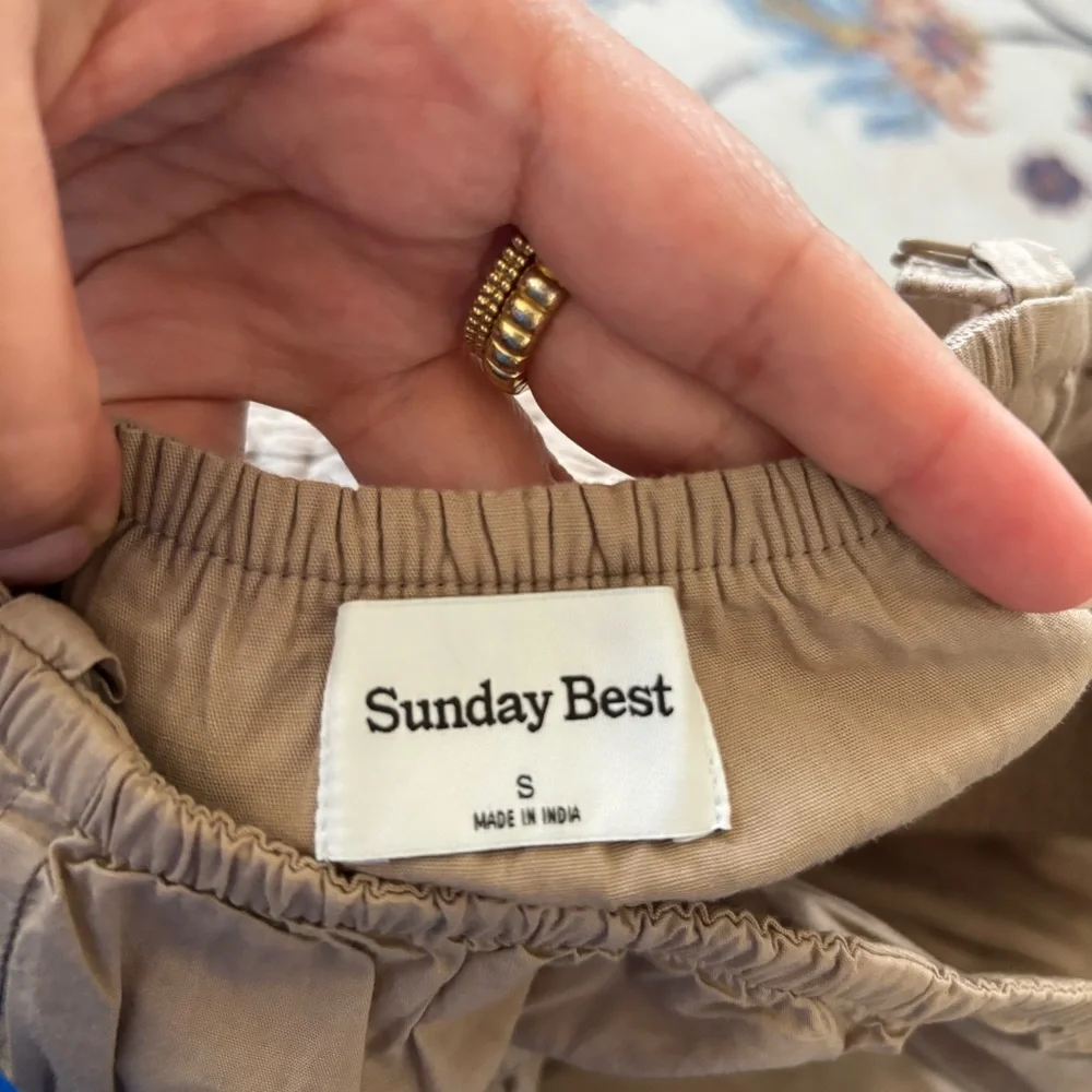 Aritzia Sunday Best Martine Poplin Dress in Fluent Taupe Size Small Mini Dress - Picture 8 of 11